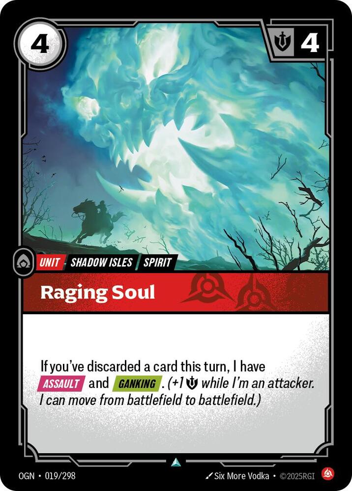 Riftbound: League of Legends Trading Card Game Origins Raging Soul 019/298 Uncommon