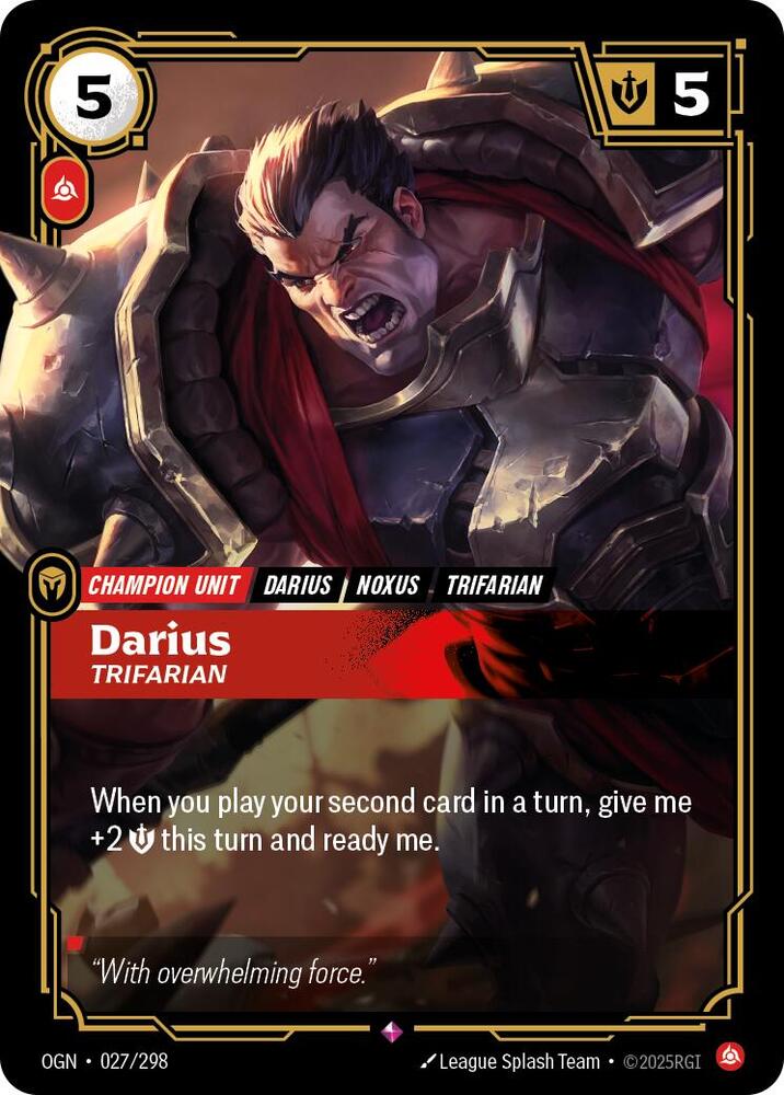 Riftbound: League of Legends Trading Card Game Origins Darius - Trifarian #027 Rare Near Mint Foil