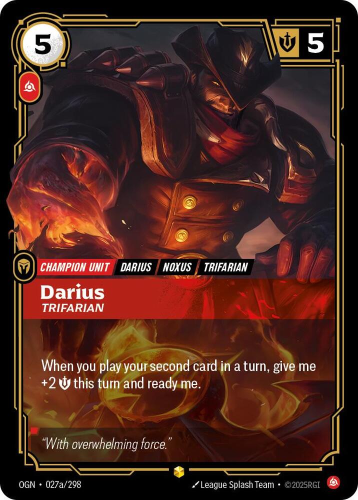 Riftbound: League of Legends Trading Card Game Origins Darius - Trifarian (Alternate Art) 027a/298 Alternate Art