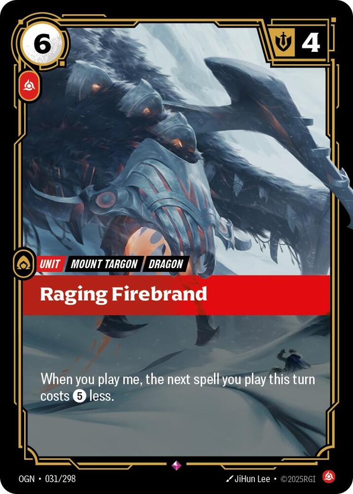 Riftbound: League of Legends Trading Card Game Origins Raging Firebrand #031 Rare Near Mint Foil