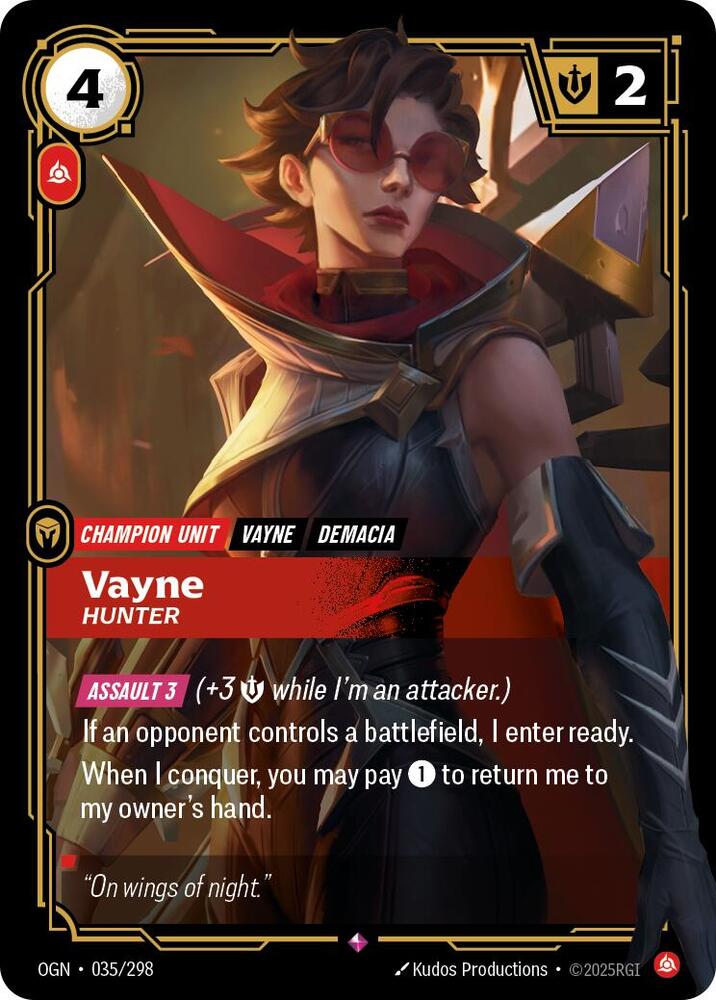 Riftbound: League of Legends Trading Card Game Origins Vayne - Hunter #035 Rare Near Mint Foil