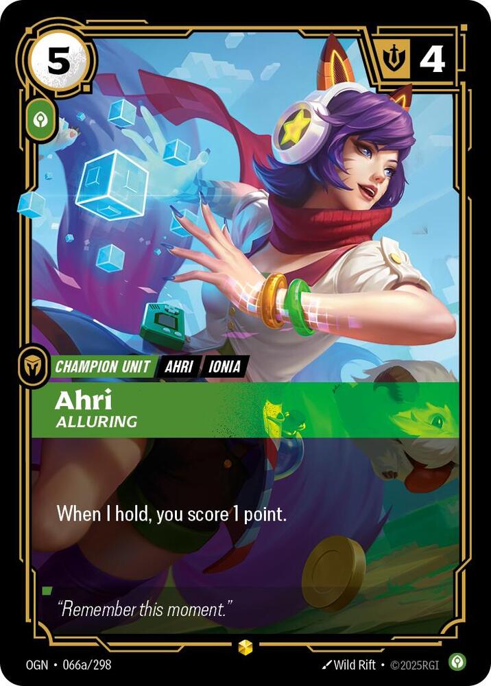Riftbound: League of Legends Trading Card Game Origins Ahri - Alluring (Alternate Art) 066a/298 Alternate Art