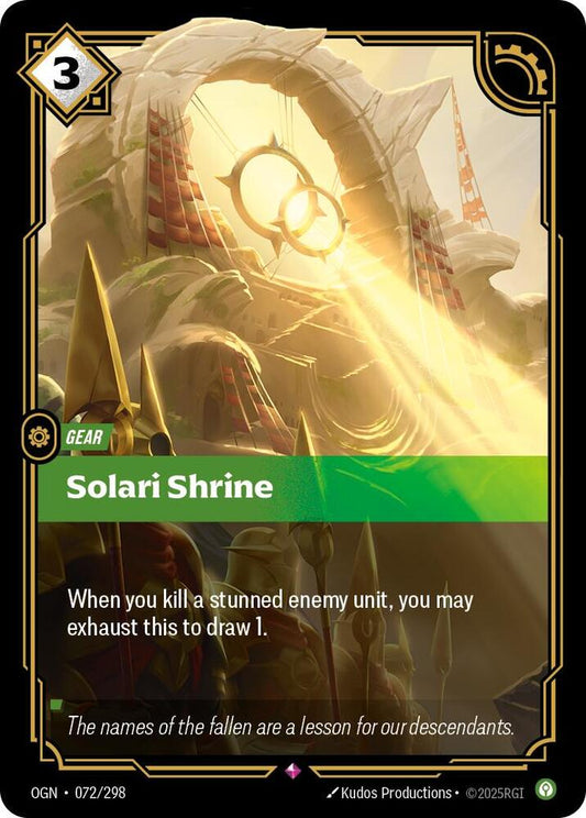Riftbound: League of Legends Trading Card Game Origins Solari Shrine #072 Rare Near Mint Foil