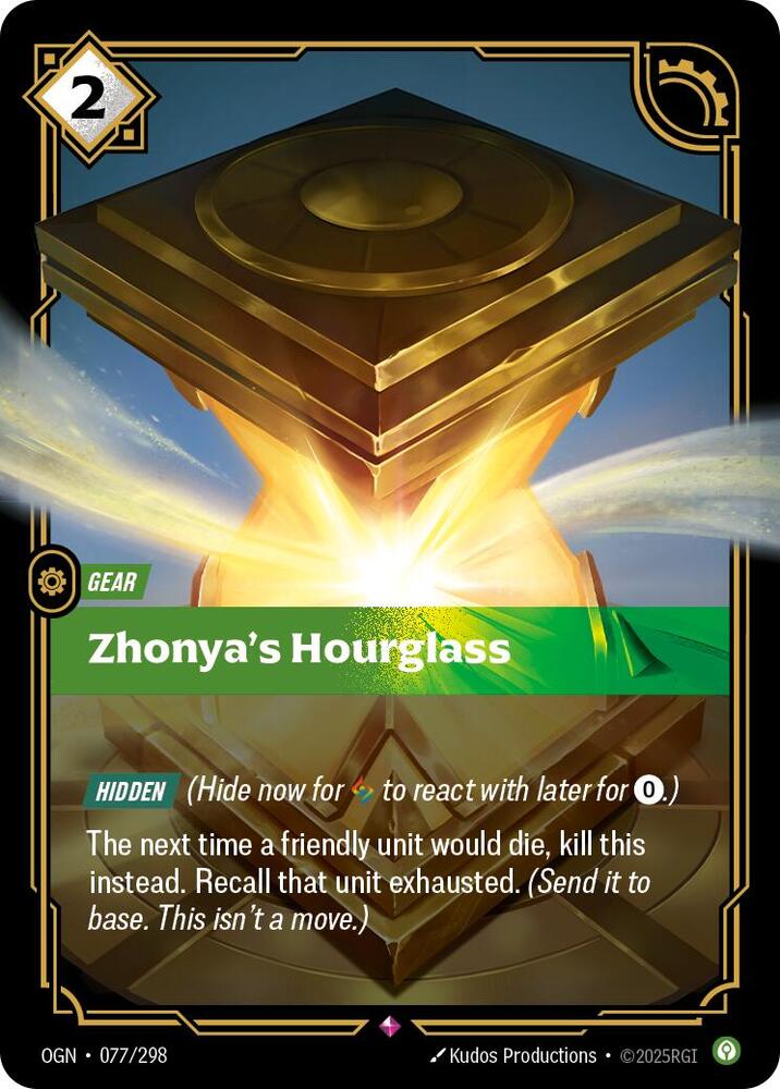 Riftbound: League of Legends Trading Card Game Origins Zhonya's Hourglass #077 Rare Near Mint Foil