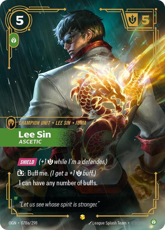 Riftbound: League of Legends Trading Card Game Origins Lee Sin - Ascetic (Alternate Art) #078a Showcase Near Mint Foil