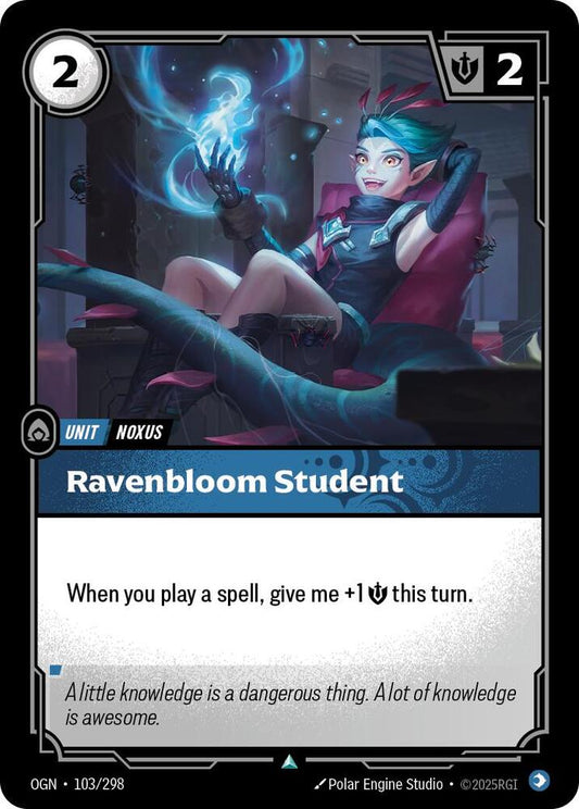 Riftbound: League of Legends Trading Card Game Origins Ravenbloom Student #103 Uncommon Near Mint