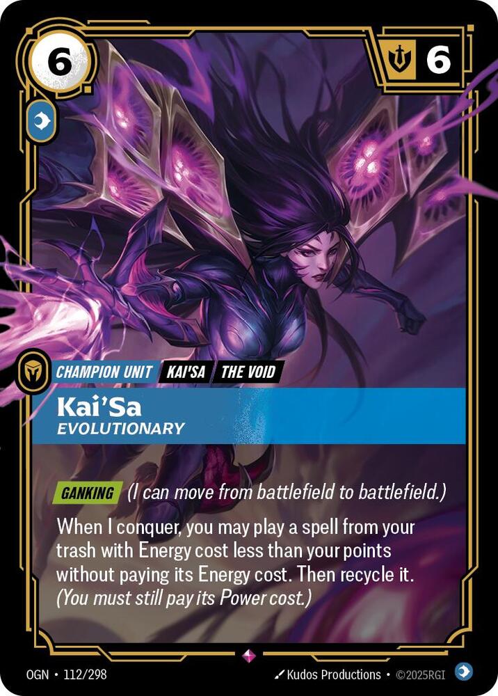 Riftbound: League of Legends Trading Card Game Origins Kai'Sa - Evolutionary #112 Rare Near Mint Foil