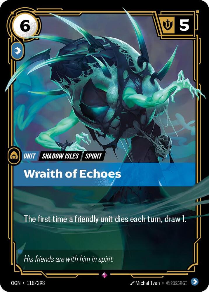 Riftbound: League of Legends Trading Card Game Origins Wraith of Echoes #118 Rare Near Mint Foil