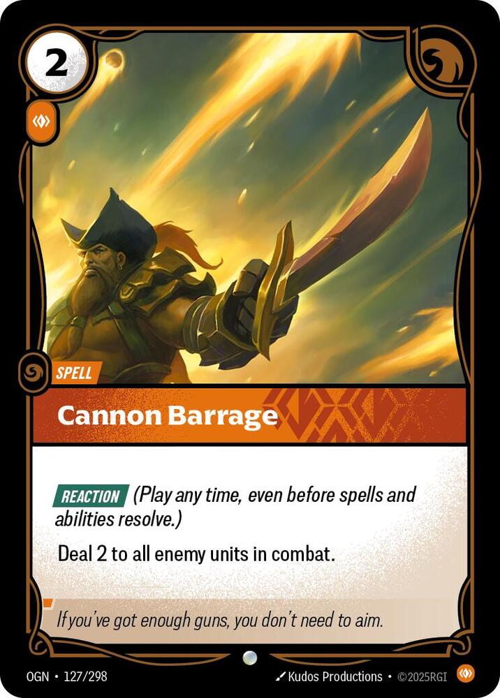 Riftbound: League of Legends Trading Card Game Origins Cannon Barrage #127 Common Near Mint