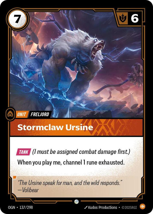 Riftbound: League of Legends Trading Card Game Origins Stormclaw Ursine #137 Common Near Mint
