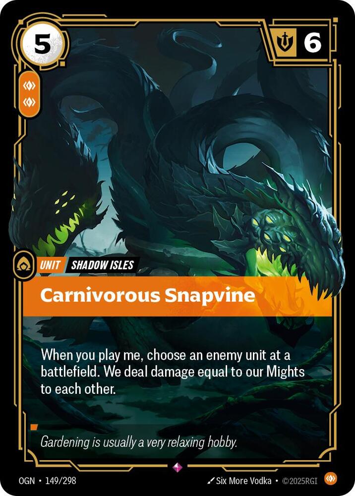Riftbound: League of Legends Trading Card Game Origins Carnivorous Snapvine 149/298 Rare