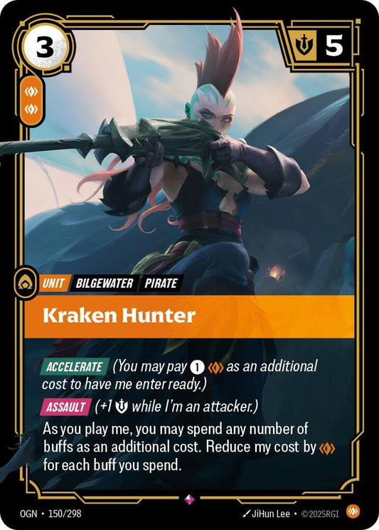 Riftbound: League of Legends Trading Card Game Origins Kraken Hunter #150 Rare Near Mint Foil