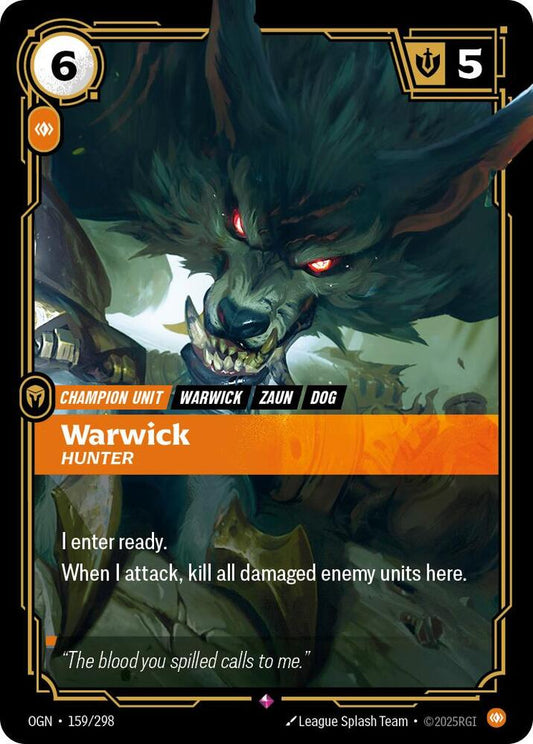 Riftbound: League of Legends Trading Card Game Origins Warwick - Hunter #159 Rare Near Mint Foil
