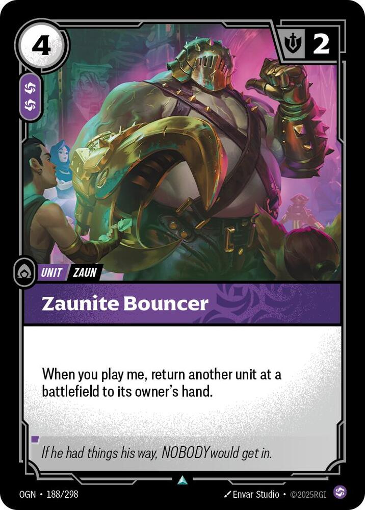 Riftbound: League of Legends Trading Card Game Origins Zaunite Bouncer #188 Uncommon Near Mint
