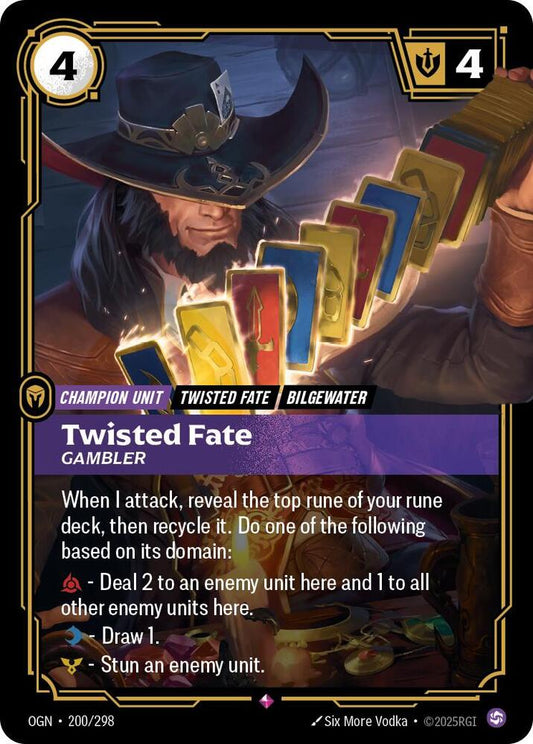 Riftbound: League of Legends Trading Card Game Origins Twisted Fate - Gambler #200 Rare Near Mint Foil