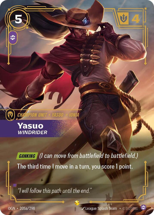 Riftbound: League of Legends Trading Card Game Origins Yasuo - Windrider (Alternate Art) 205a/298 Alternate Art