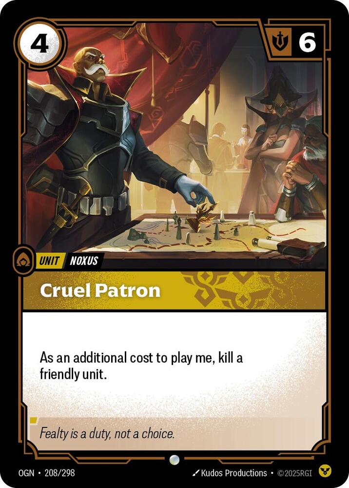 Riftbound: League of Legends Trading Card Game Origins Cruel Patron #208 Common Near Mint