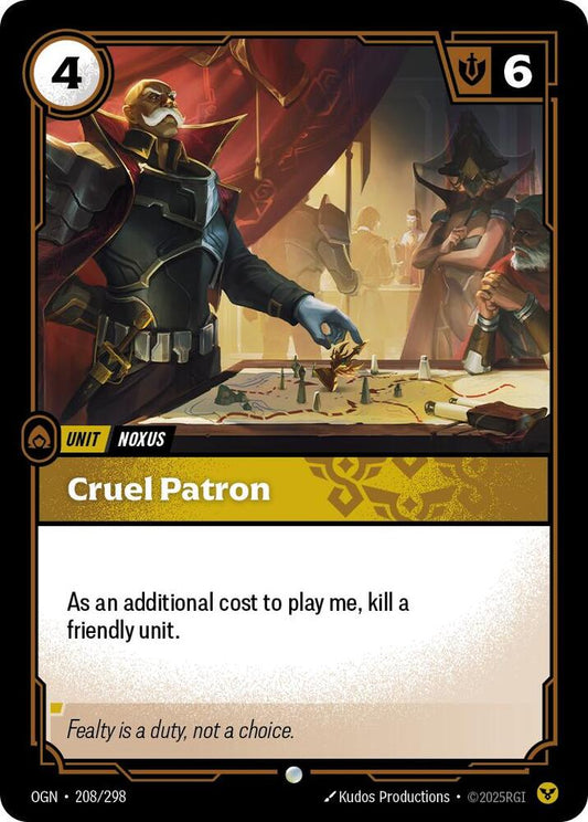 Riftbound: League of Legends Trading Card Game Origins Cruel Patron #208 Common Near Mint