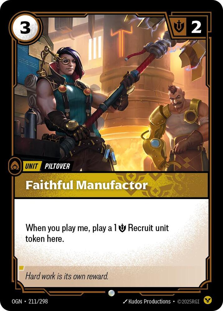 Riftbound: League of Legends Trading Card Game Origins Faithful Manufactor 211/298 Common