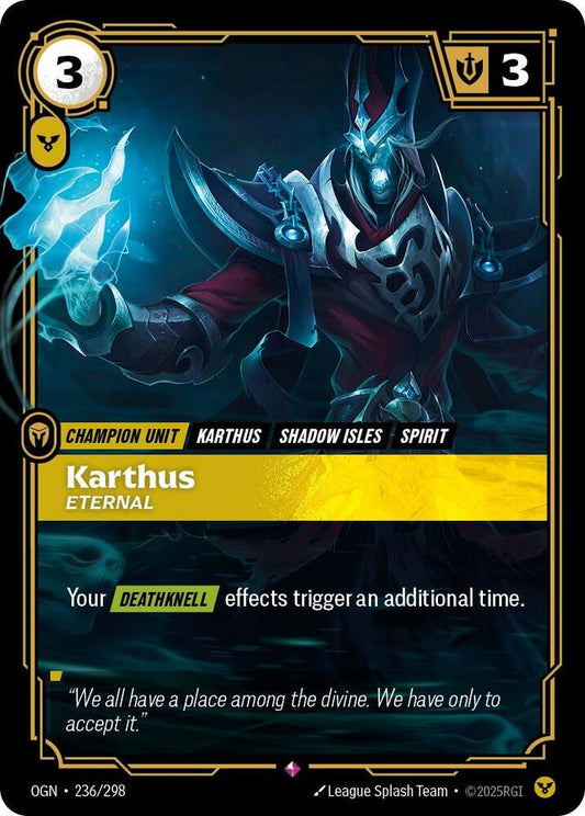 Riftbound: League of Legends Trading Card Game Origins Karthus - Eternal #236 Rare Near Mint Foil