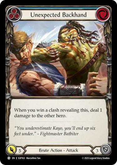Flesh & Blood TCG Super Slam Unexpected Backhand (Blue) SUP163 Common Near Mint