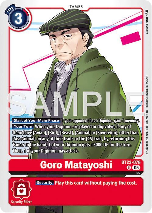 Digimon TCG Hackers' Slumber Goro Matayoshi BT23-078 U Uncommon