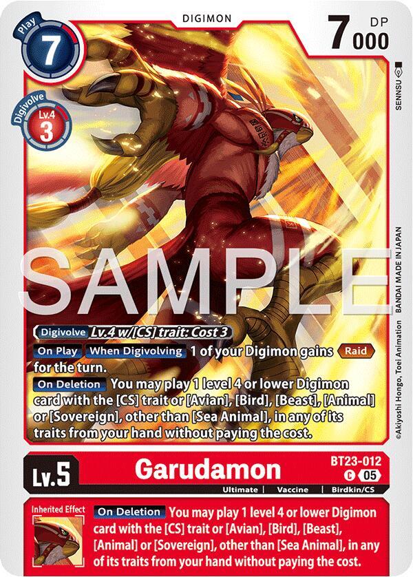 Digimon Card Game Hackers' Slumber Garudamon BT23-012 C Common Near Mint