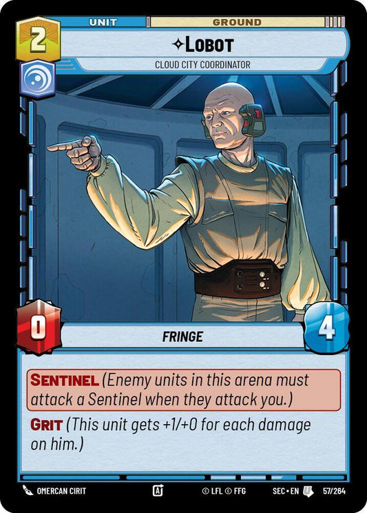 Star Wars Unlimited Secrets of Power Lobot - Cloud City Coordinator 57/264 Uncommon Near Mint