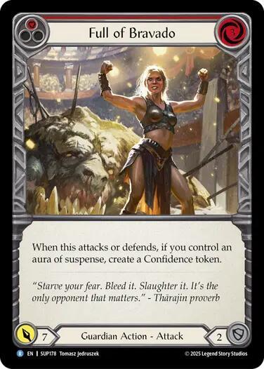 Flesh & Blood TCG Super Slam Full of Bravado (Red) SUP178 Rare Near Mint Rainbow Foil