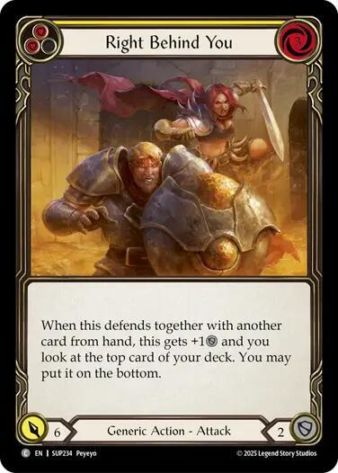 Flesh & Blood TCG Super Slam Right Behind You (Yellow) SUP234 Common Near Mint Rainbow Foil
