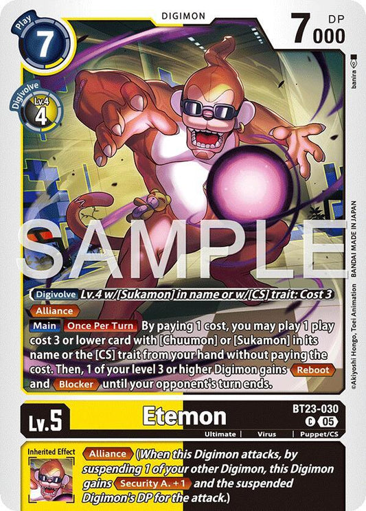 Digimon TCG Hackers' Slumber Etemon BT23-030 C Common