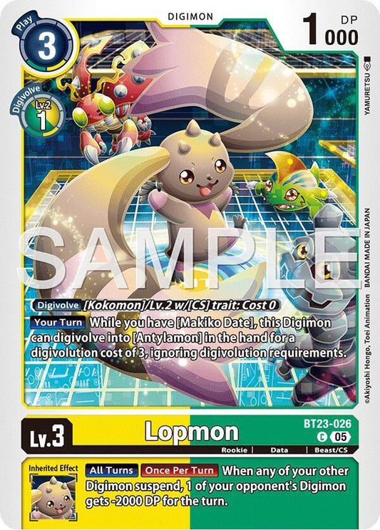 Digimon TCG Hackers' Slumber Lopmon BT23-026 C Common
