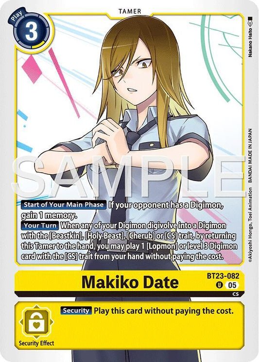 Digimon TCG Hackers' Slumber Makiko Date BT23-082 U Uncommon