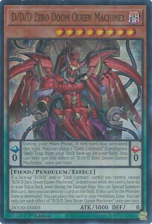 YuGiOh Cards Doom of Dimensions D/D/D Zero Doom Queen Machinex
