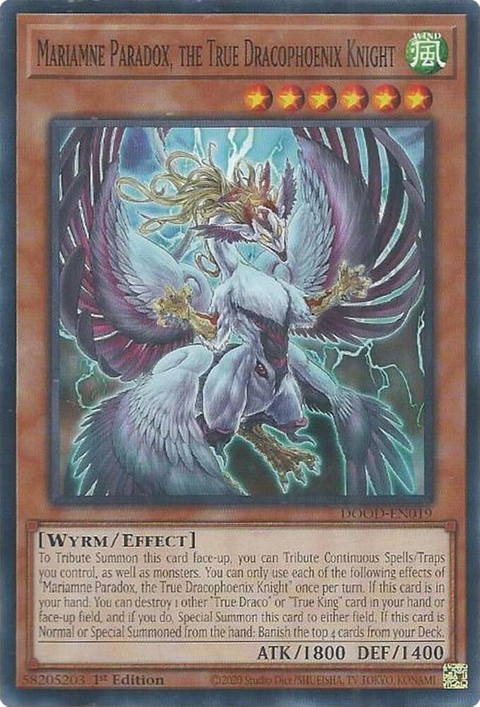 YuGiOh Doom of Dimensions Mariamne Paradox, the True Dracophoenix Knight DOOD-EN019 Common Near Mint 1st Edition