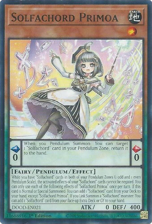 YuGiOh Cards Doom of Dimensions Solfachord Primoa