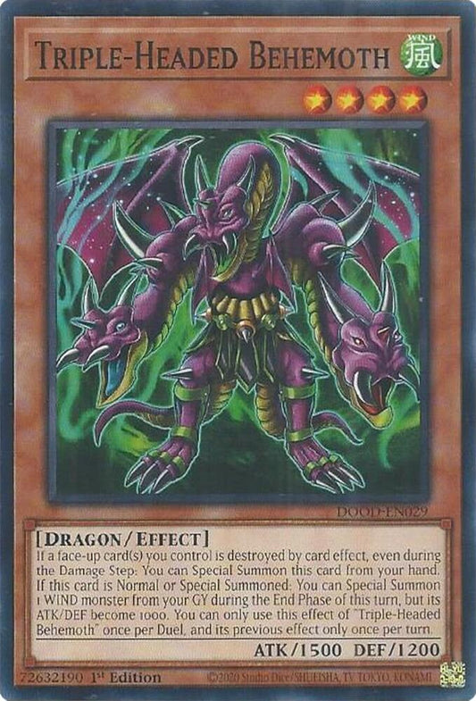 YuGiOh Doom of Dimensions Triple-Headed Behemoth DOOD-EN029 Common Near Mint 1st Edition
