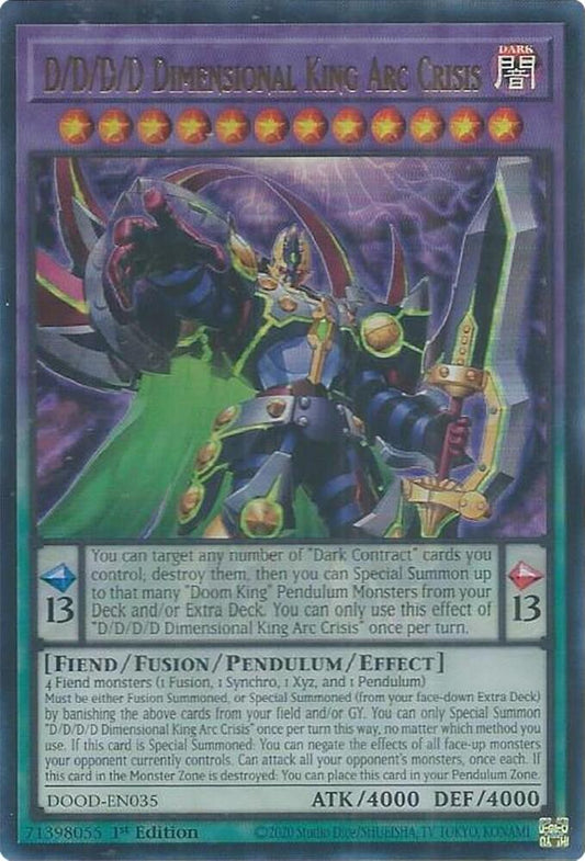 YuGiOh Cards Doom of Dimensions D/D/D/D Dimensional King Arc Crisis