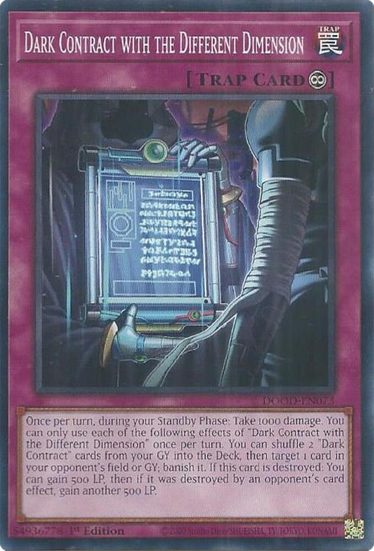 YuGiOh Cards Doom of Dimensions Dark Contract with the Different Dimension DOOD-EN073 Common