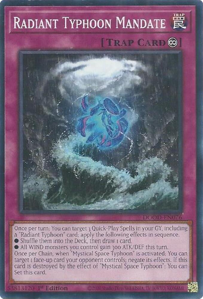 YuGiOh Doom of Dimensions Radiant Typhoon Mandate DOOD-EN076 Common Near Mint 1st Edition