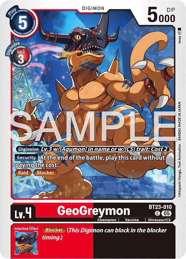 Digimon Card Game Hackers' Slumber GeoGreymon BT23-010 C Common Near Mint