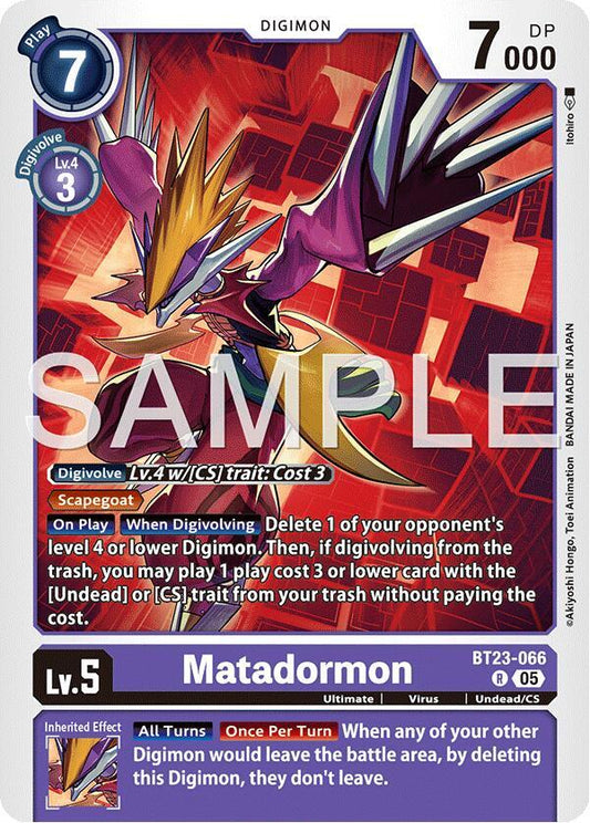 Digimon TCG Hackers' Slumber Matadormon BT23-066 R Rare