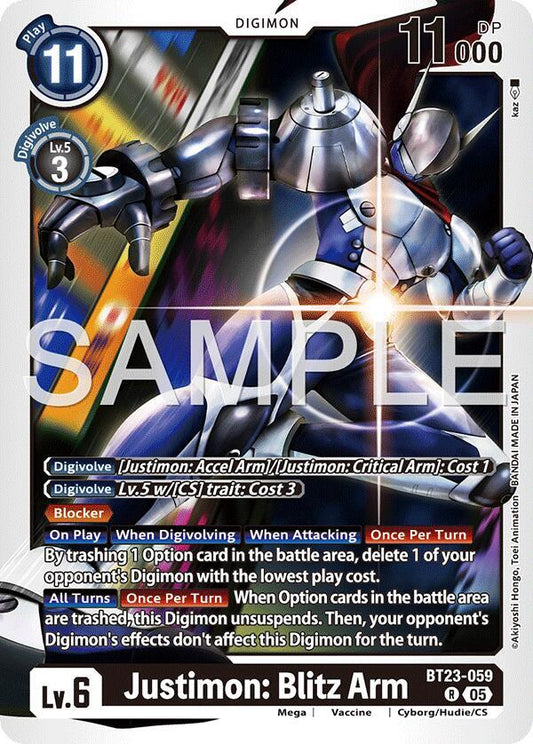 Digimon TCG Hackers' Slumber Justimon: Blitz Arm BT23-059 R Rare