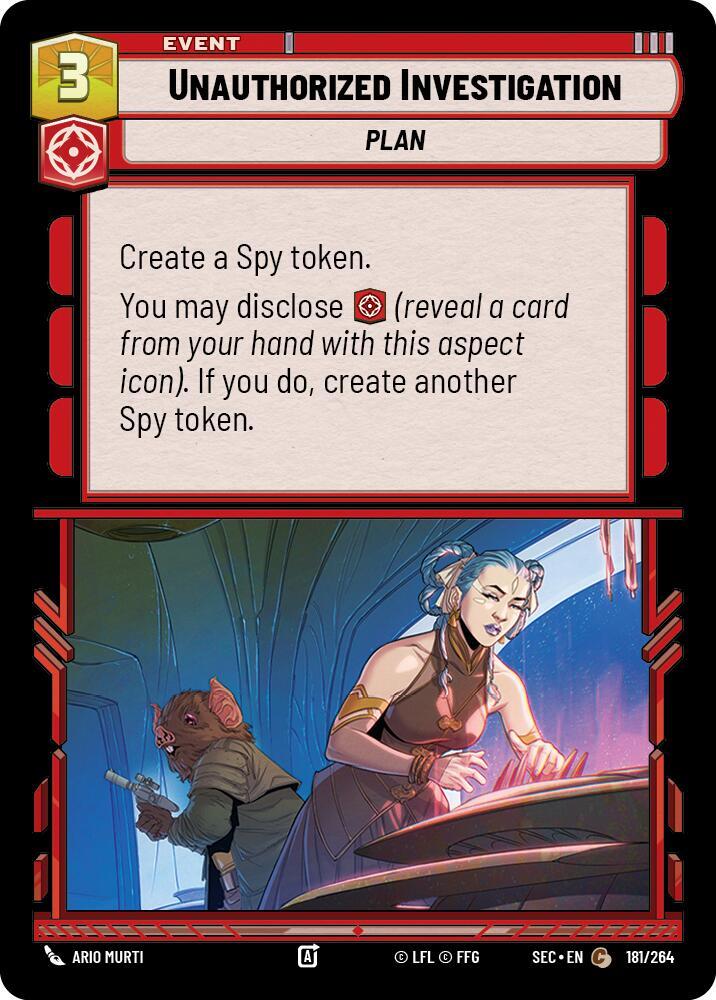Star Wars Unlimited Secrets of Power Unauthorized Investigation 181/264 Common Near Mint