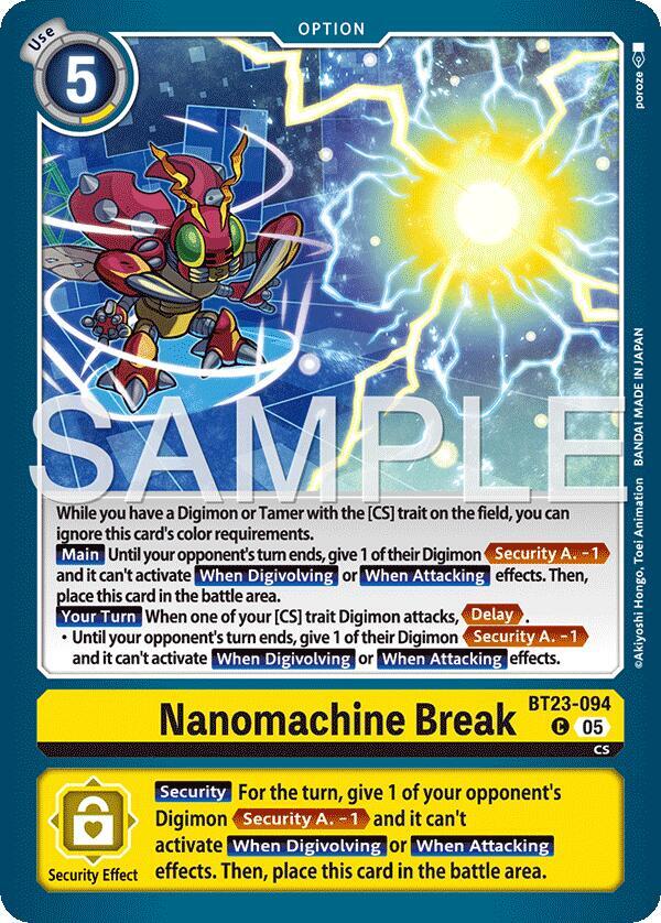 Digimon Card Game Hackers' Slumber Nanomachine Break BT23-094 C Common Near Mint