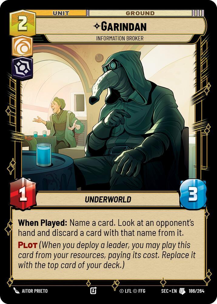 Star Wars Unlimited Secrets of Power Garindan - Information Broker 186/264 Uncommon Near Mint