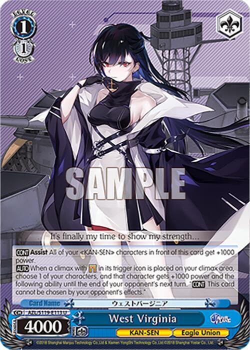Weiss Schwarz Azur Lane Vol. 2 West Virginia AZL/S119-E113 U Uncommon Near Mint
