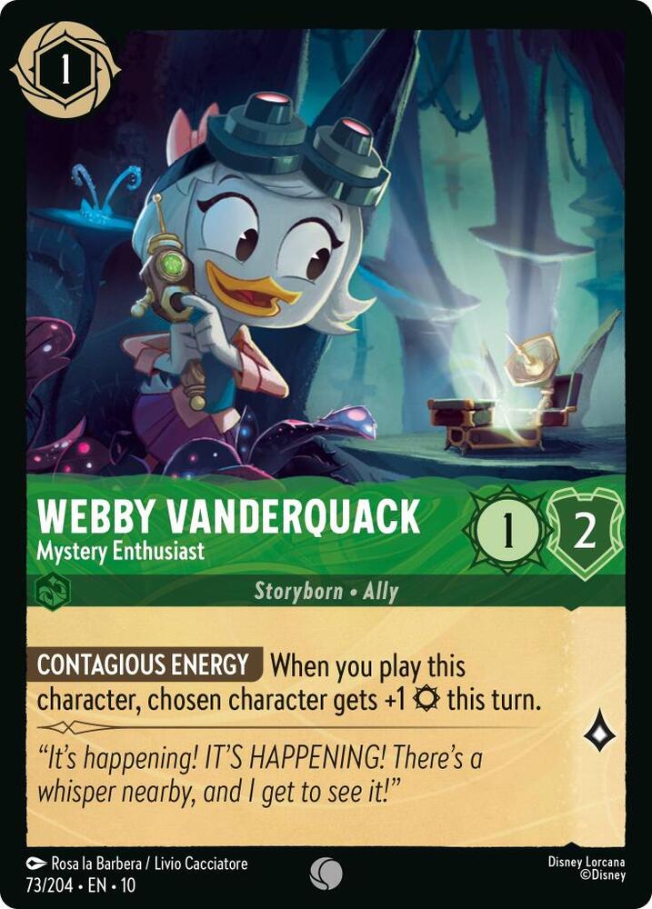 Lorcana TCG Whispers in the Well Webby Vanderquack - Mystery Enthusiast 73/204 Common Near Mint