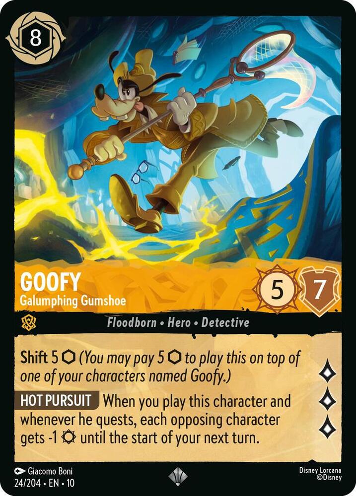 Lorcana TCG Whispers in the Well Goofy - Galumphing Gumshoe 24/204 Super Rare Near Mint Cold Foil