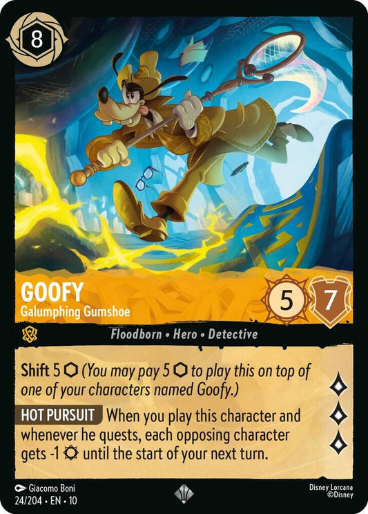 Lorcana TCG Whispers in the Well Goofy - Galumphing Gumshoe 24/204 Super Rare Near Mint Cold Foil